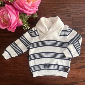 Janie & Jack striped, shawl collar sweater, size 3-6mo